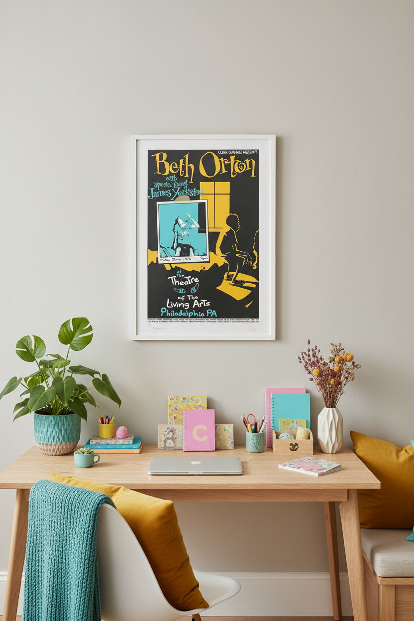 Beth Orton Poster with Mustard and Teal Textiles