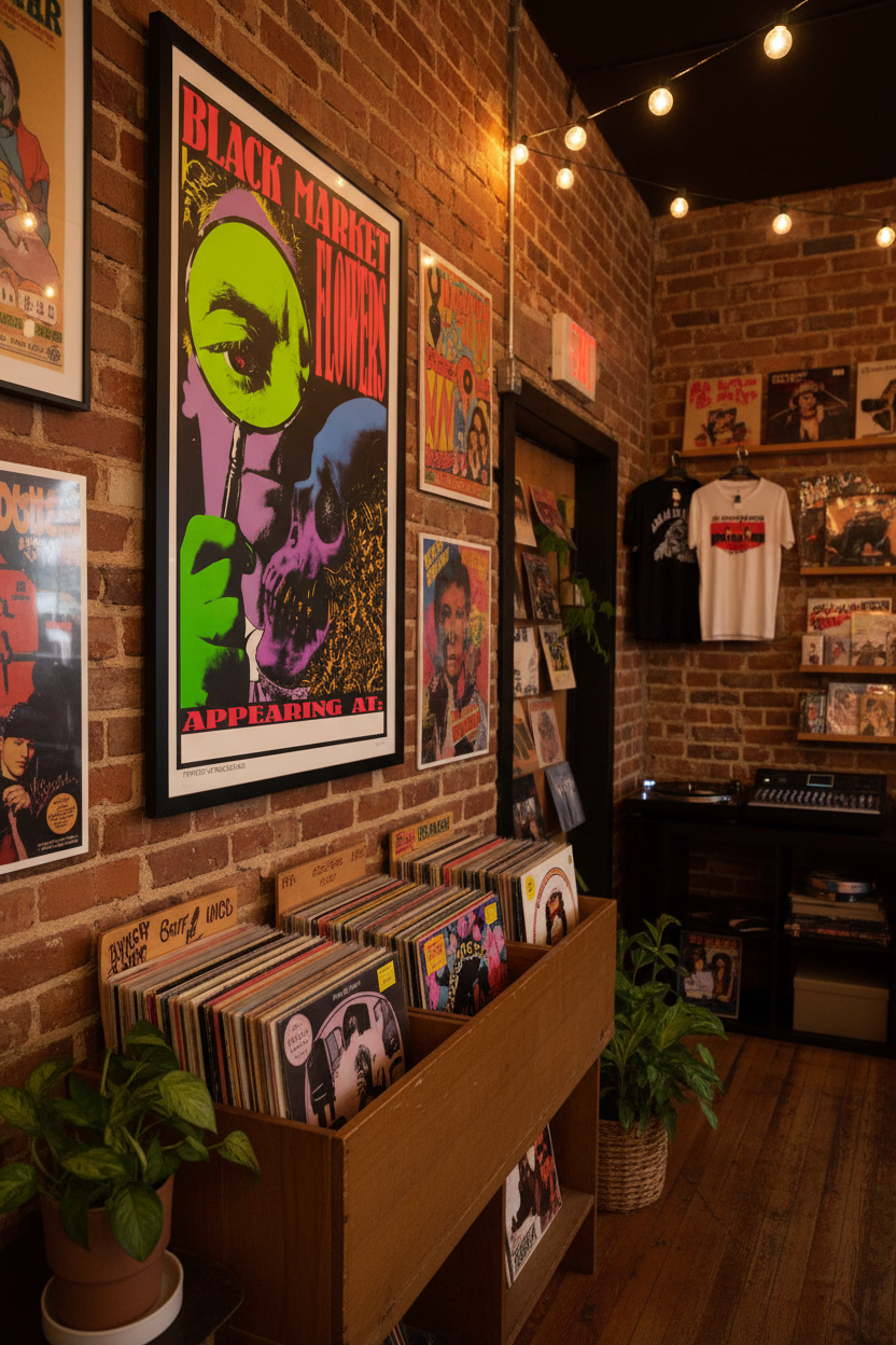 Black Market Flowers Poster in Record Store