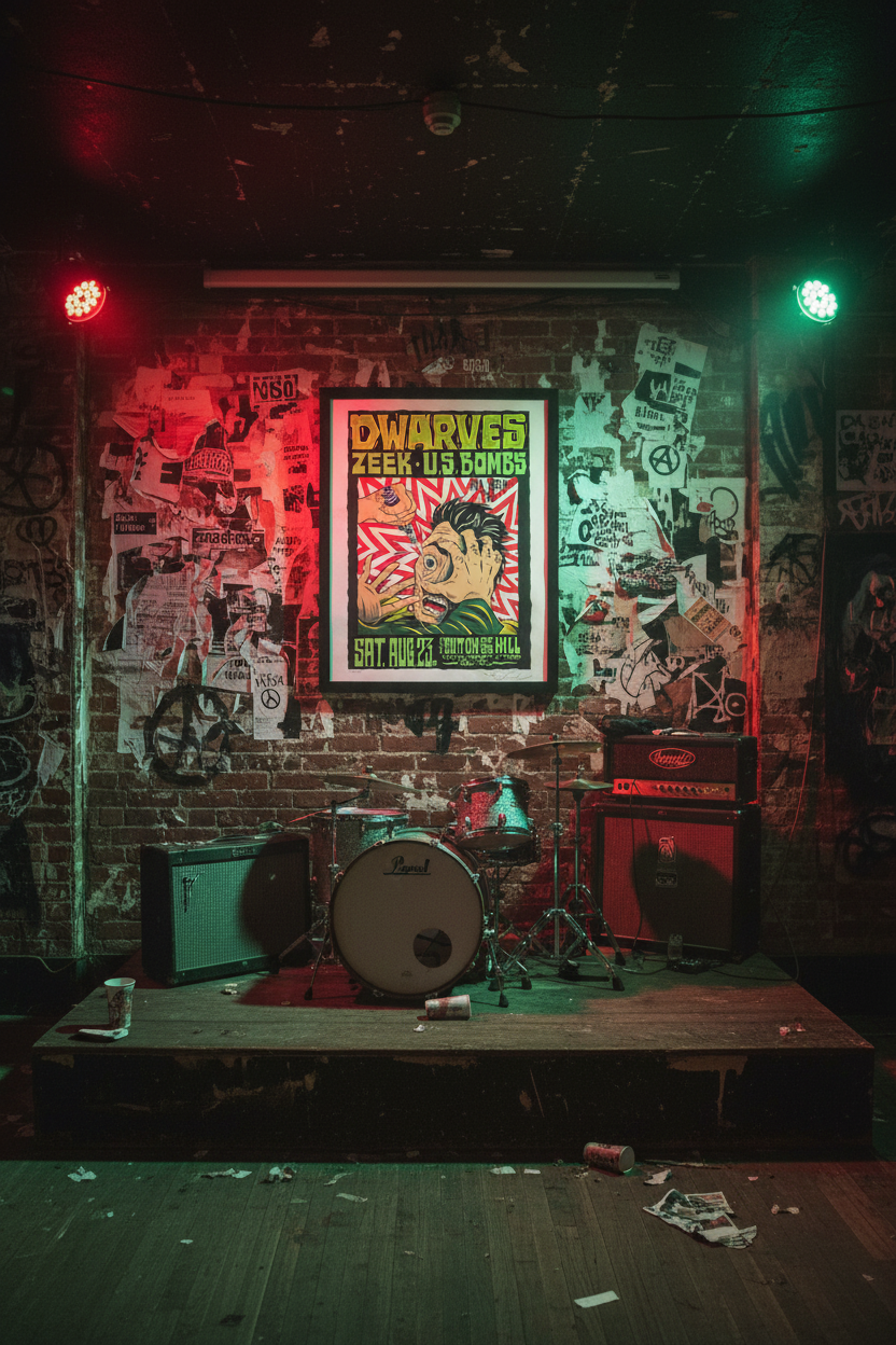 Dwarves Poster in Underground Punk Venue