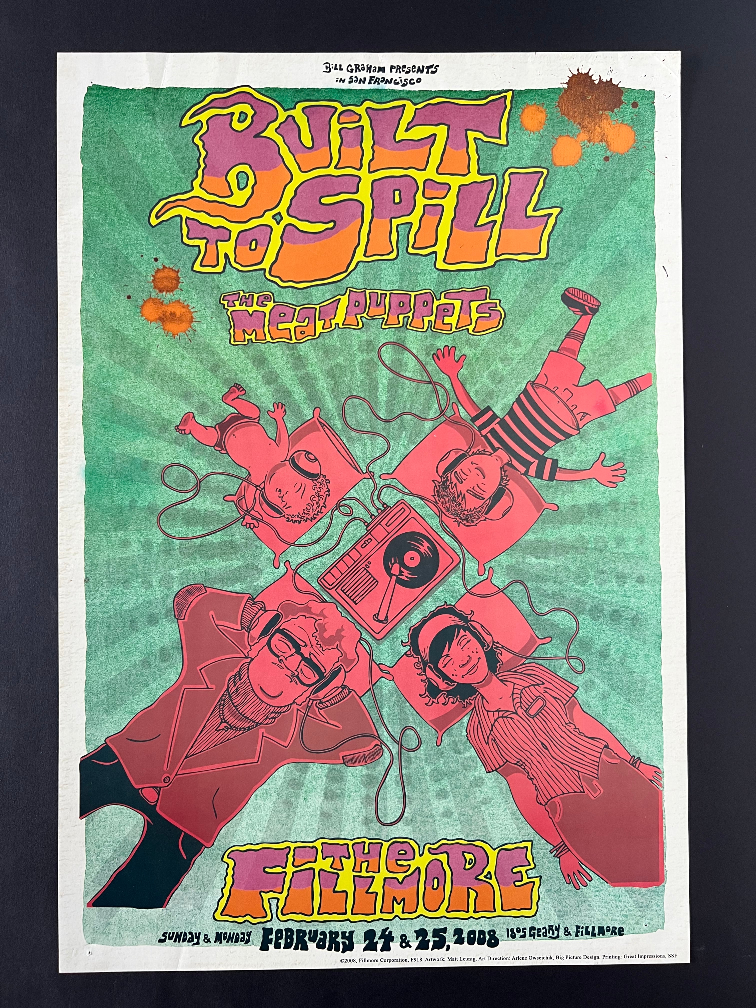 Built to Spill / Meat Puppets — The Fillmore — Matt Leunig, Offset Lithograph (2008)