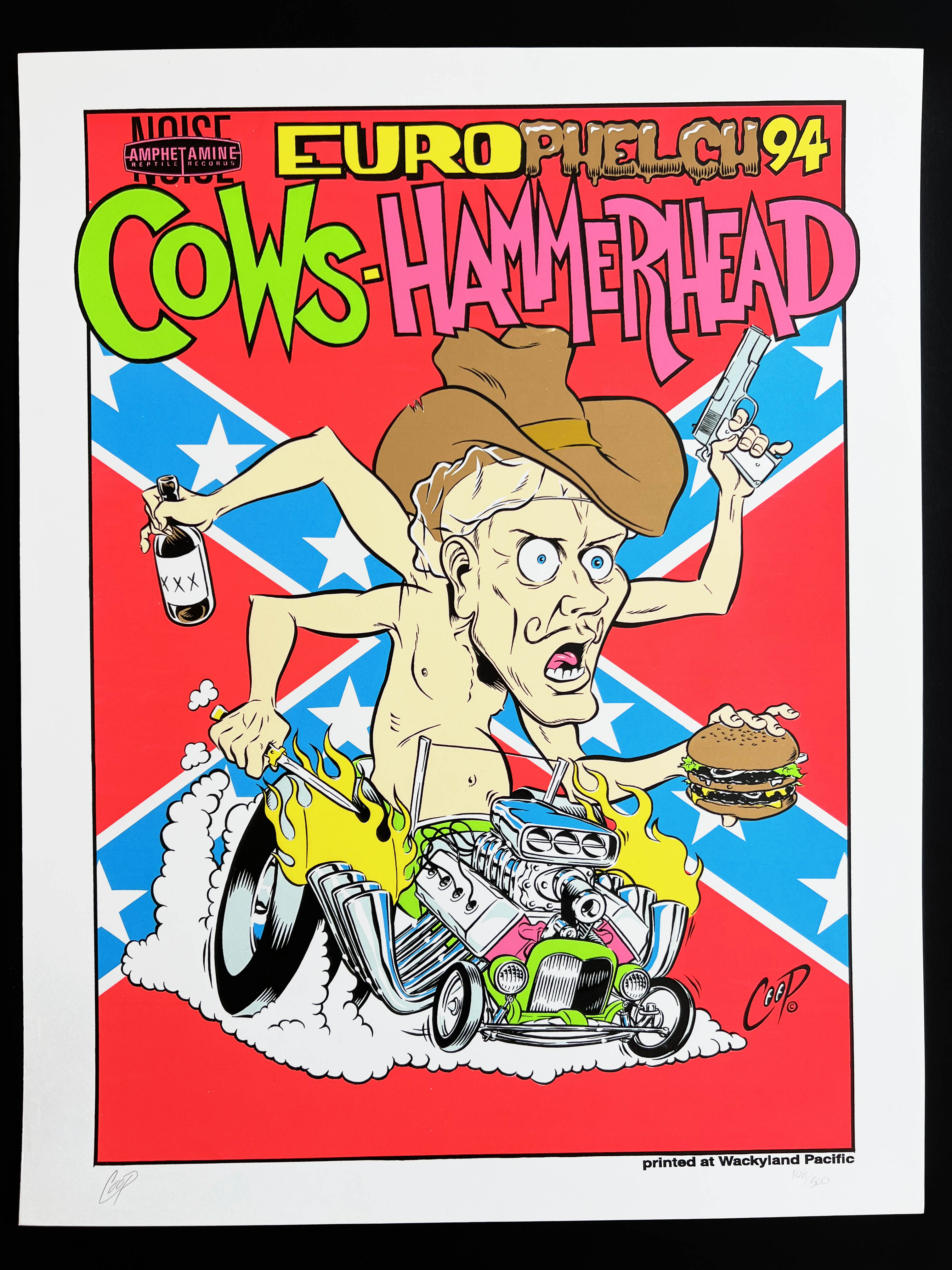 Cows + Hammerhead — Europhelch ’94 Tour Poster — Coop, Screenprint (1994)