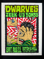 Dwarves /  Zeek /  U.S. Bombs — Bottom of the Hill — Alan Forbes, Signed & Numbered Screenprint (1997)