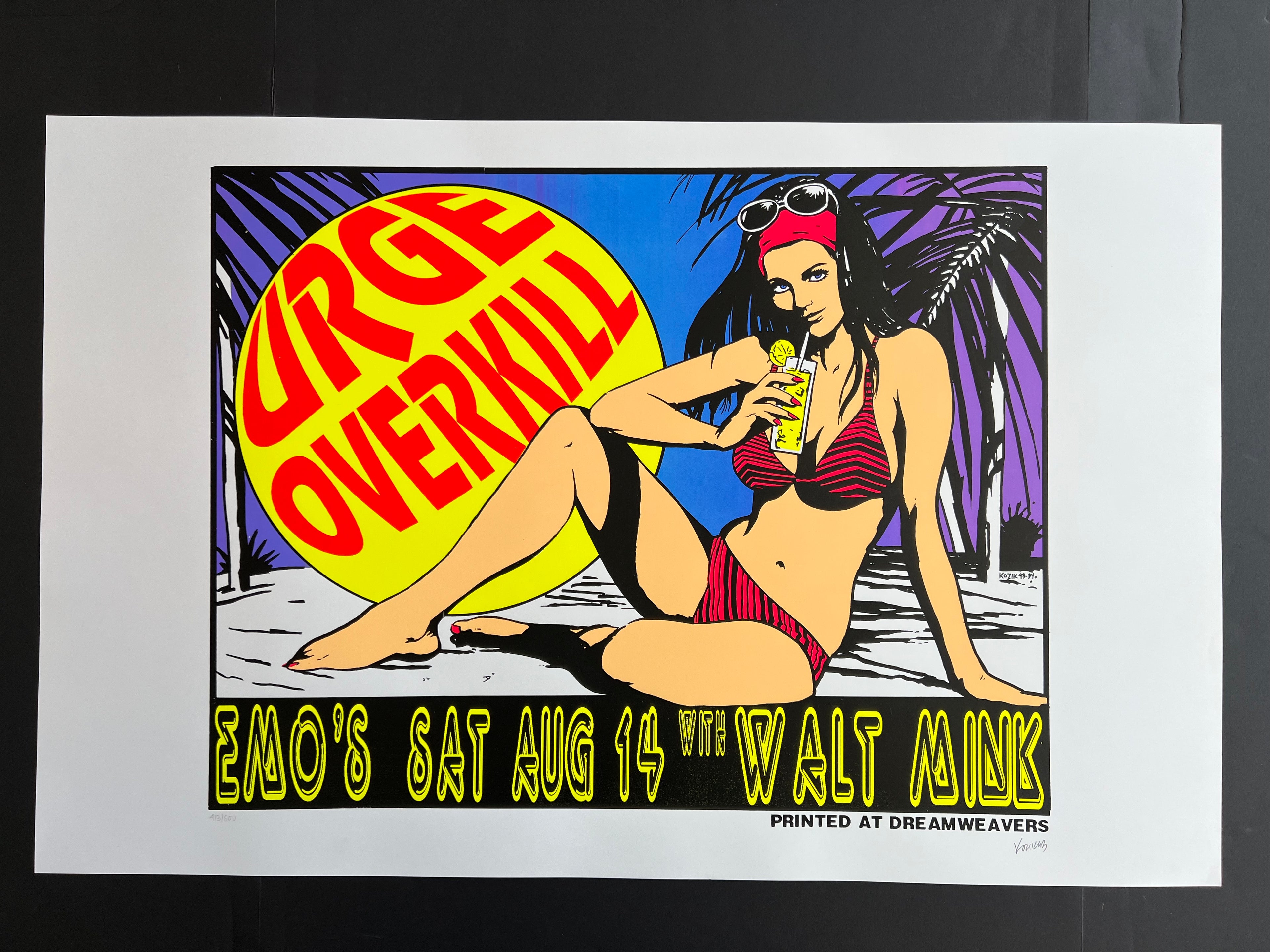 Urge Overkill / Walt Mink — Emo’s — Frank Kozik, Signed & Numbered Screenprint (1993)