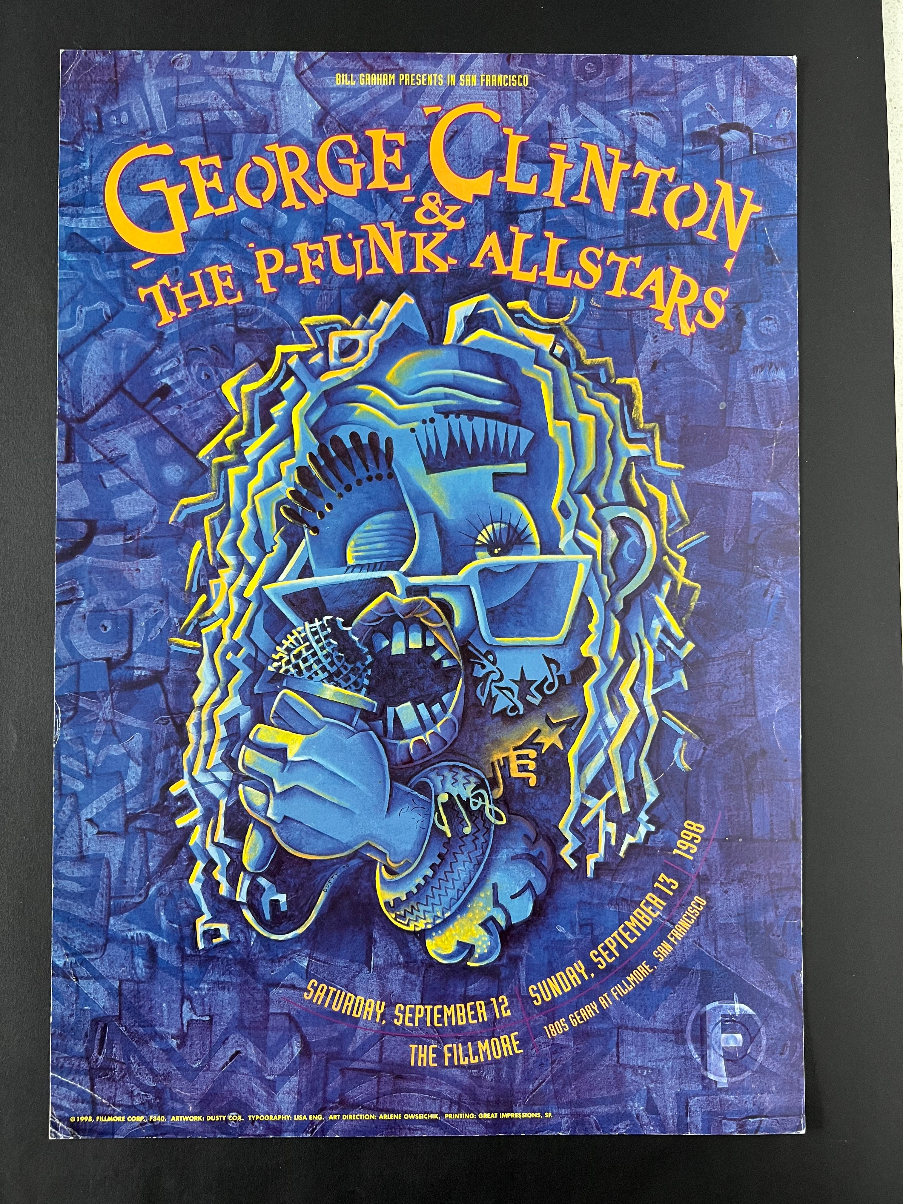 George Clinton and the P-Funk Allstars — The Fillmore — Dusty Cox / Arlene Owseichik, Offset Lithograph (1999)