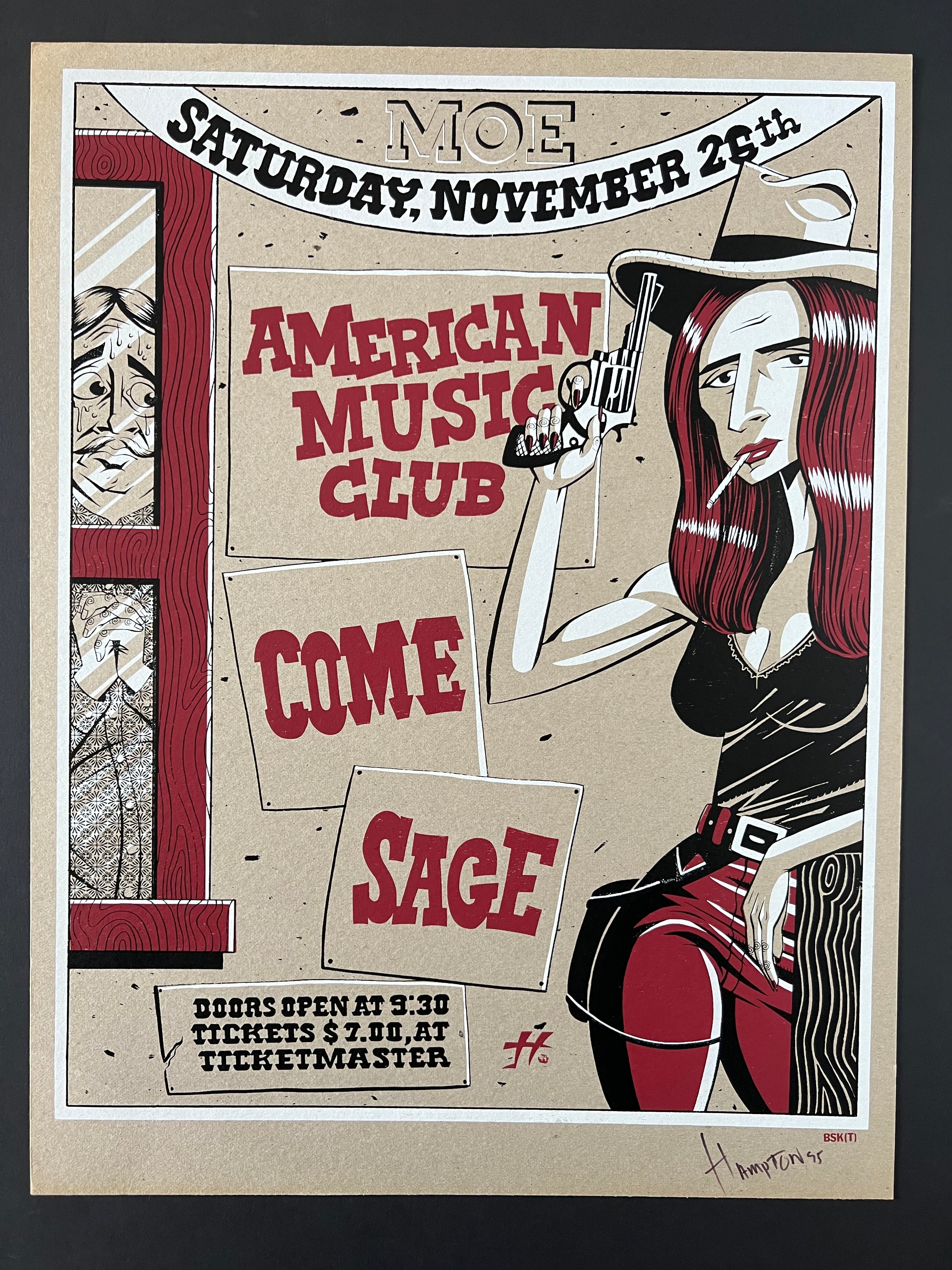 American Music Club /  Come /  Sage — Justin Hampton, Signed & Numbered Screenprint (1995)