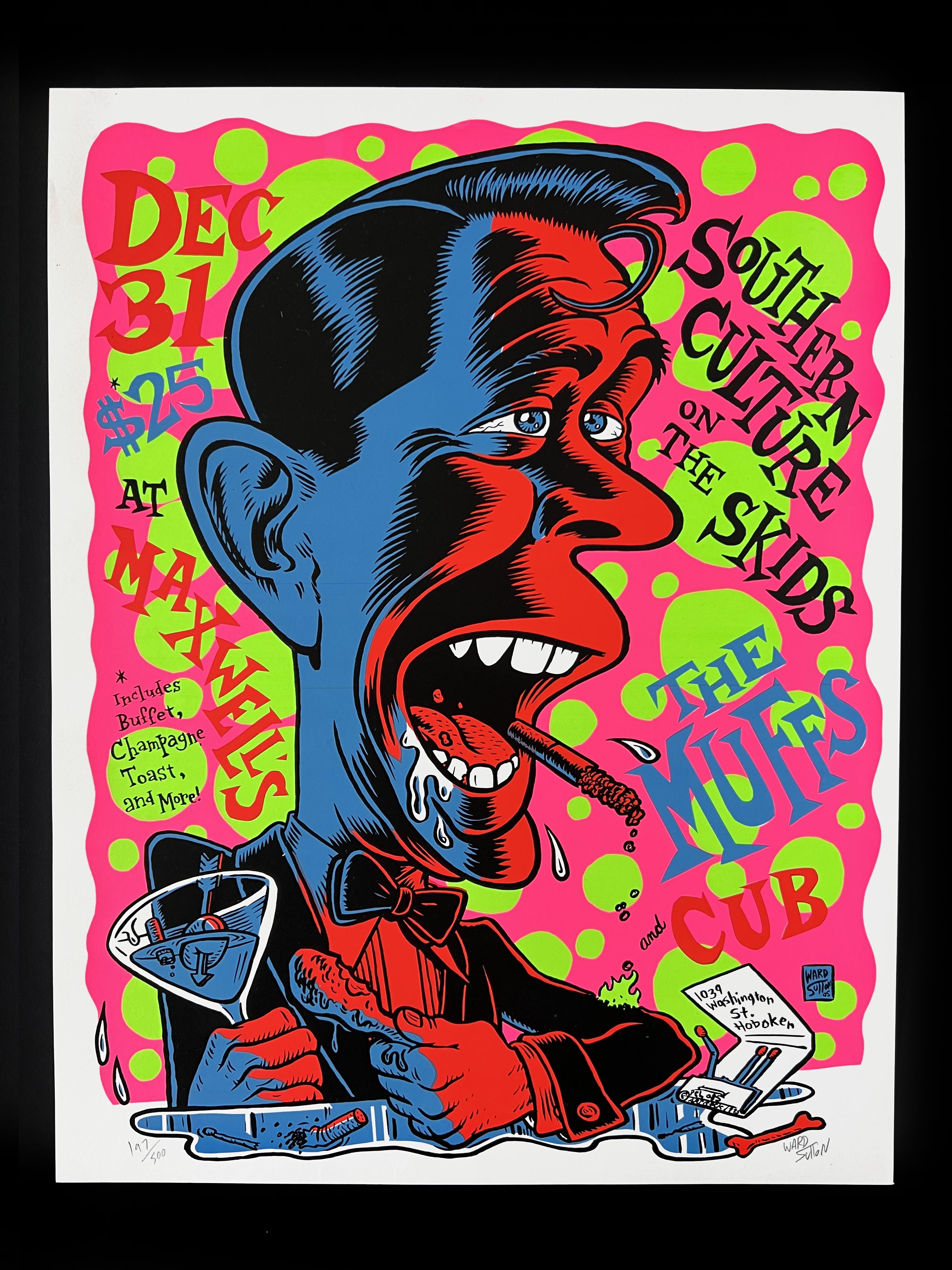 Southern Culture on the Skids / The Muffs / Cub — Maxwell's — Ward Sutton, Signed & Numbered Screenprint (1995)