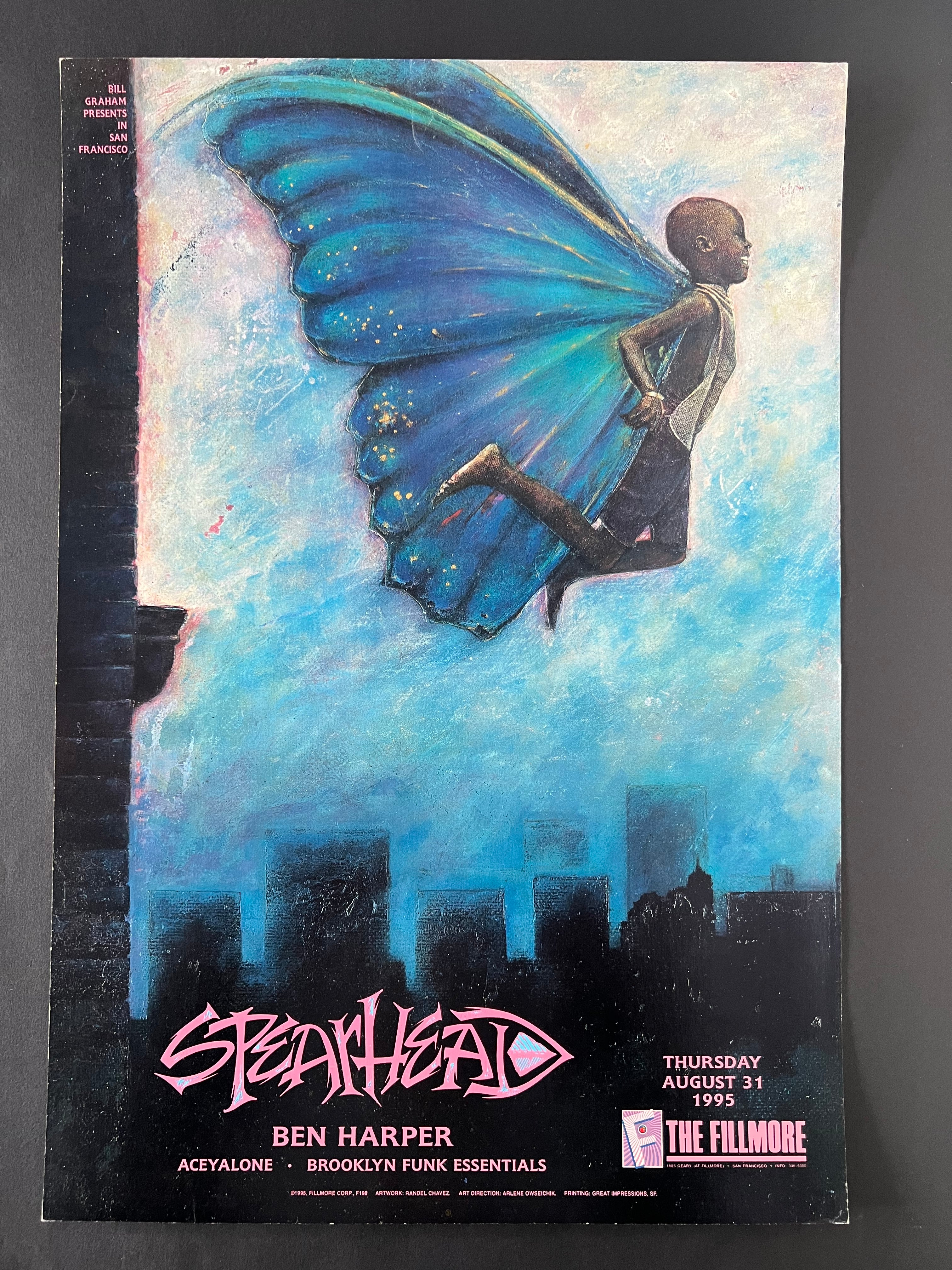 Spearhead / Ben Harper / Aceyalone / Brooklyn Funk Essentials — The Fillmore — Randel Chavez, Offset Lithograph (1995)