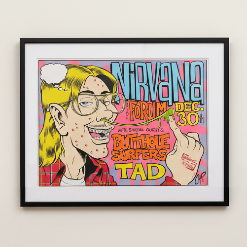 RARE! Nirvana — The Forum, Inglewood — Coop, Signed & Numbered Screenprint (1993)