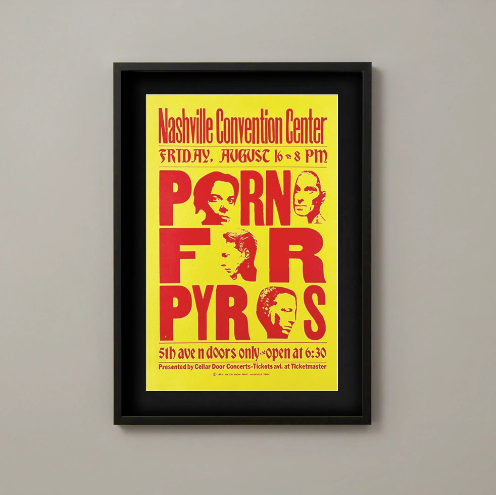 Porno for Pyros — Nashville Convention Center — Hatch Show Print, Yellow Variant, Letterpress (1993)