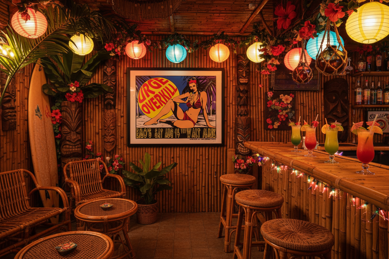Urge Overkill Poster in Tiki Bar