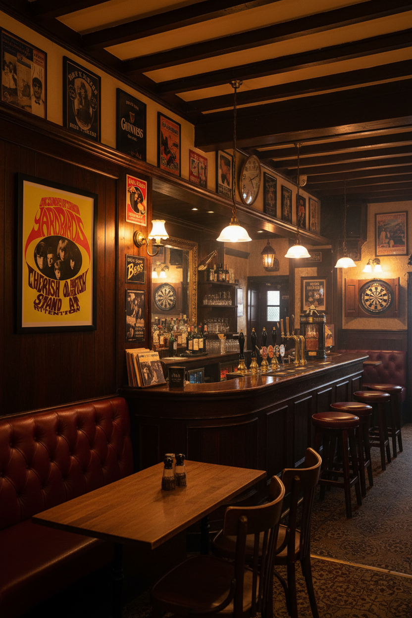 Yardbirds Poster in 1960s British Pub